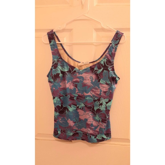 Blue Floral Island Tankini Top Size Size 14 - Picture 1 of 3